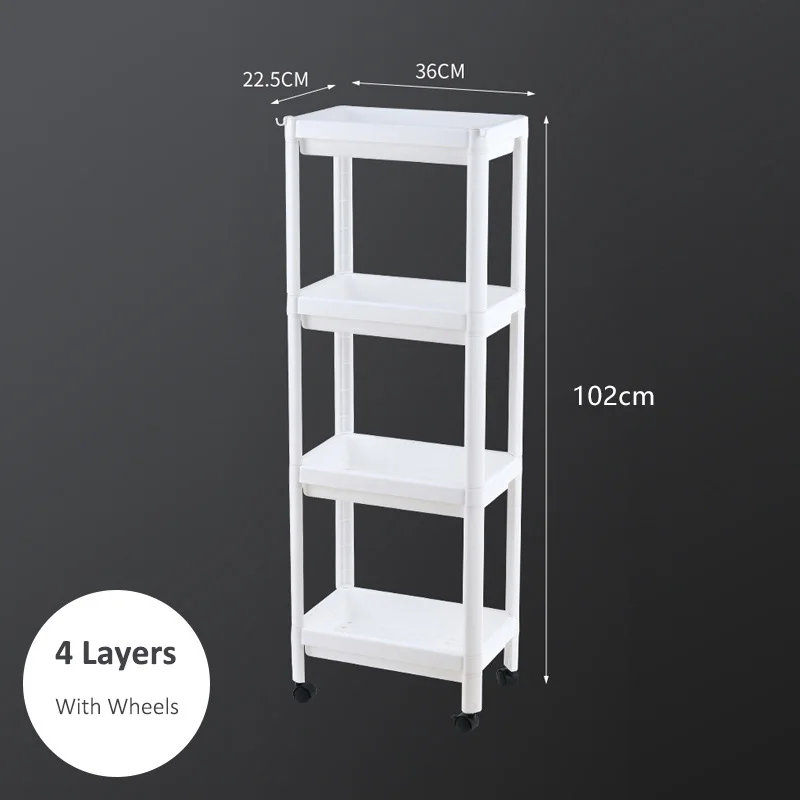 

Bathroom Organizer Kitchen Storage Rack With Wheels Fridge Side Shelf Narrow Kitchen Cabinets Floor-Standing Racks For Bathroom
