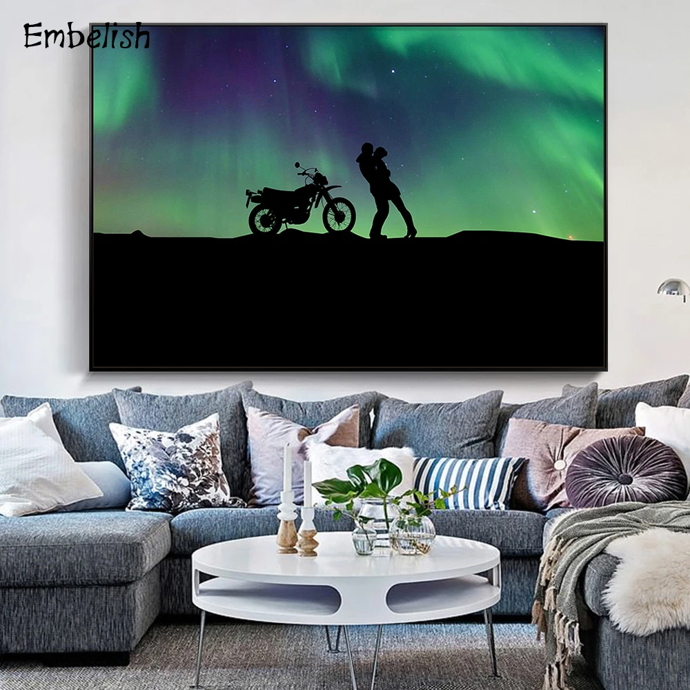 

1 Pieces Hot Aurora Lovers Kiss Modern Home Decor Wall Art Pictures For Living Room HD Print Canvas Paintings Posters
