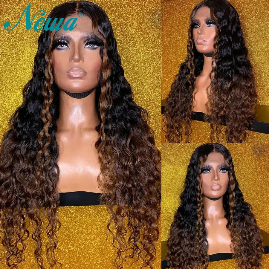 

Newa Hair Colored Human Hair Wigs Pre Plucked Brown Glueless Lace Front Wigs Ombre Transparent Lace 13x6 Frontal Wigs For Women