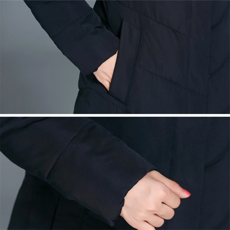 

Jacket 2021 Down Winter New Female Slim Solid Warm Coat Hooded X-Long Jackets Women Parka Thicken Plus Size Outerwear Parka