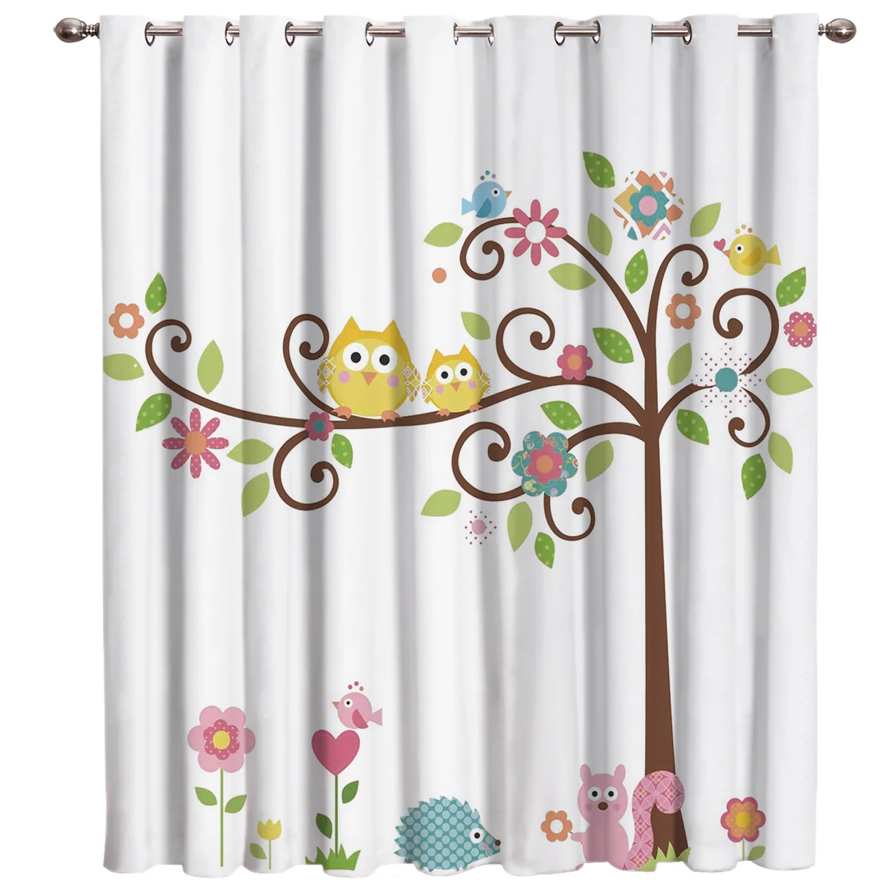 Милый мультфильм сова белка окно лечение идеи оконные процедуры для больших окон