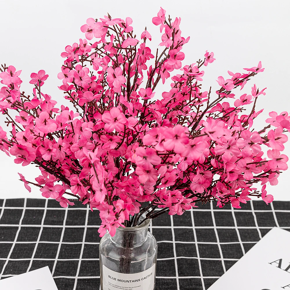 

Cherry Blossoms Artificial Flower Baby 's Breath Gypsophila Bouquet Fake Flower DIY Wedding Decoration Faux Flower Branch Silk