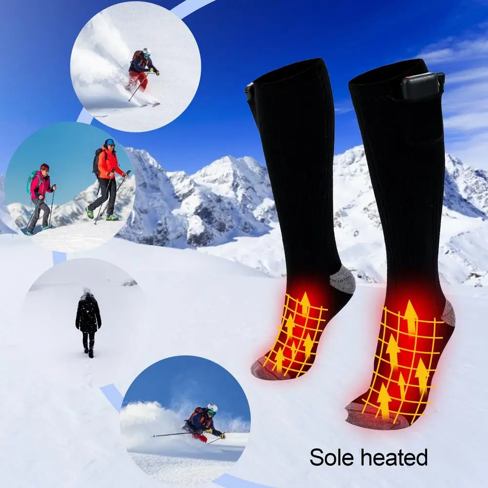 

2021 Hot Smart Heating Sports socks Unisex Winter Long Tube Electric Heating Socks Thickened Outdoor Activities Keep Warm Socks
