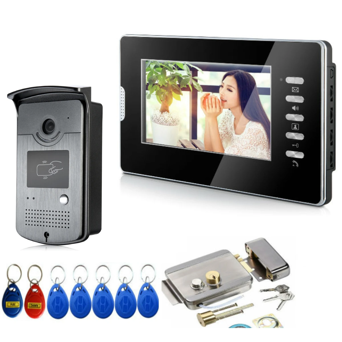 Video Door Phone Doorbell Intercom System Wired 1000TVL 7'' Monitor Support Talking Unlock for Home Office Security Rainproof