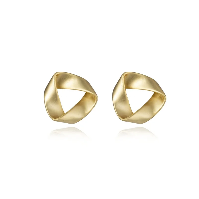 

Pure 925 Sterling Silver Tremella Nail Irregular Metal Twisted Earring Hexagon Geometric Jewelry Gold Plated Mobius Ring