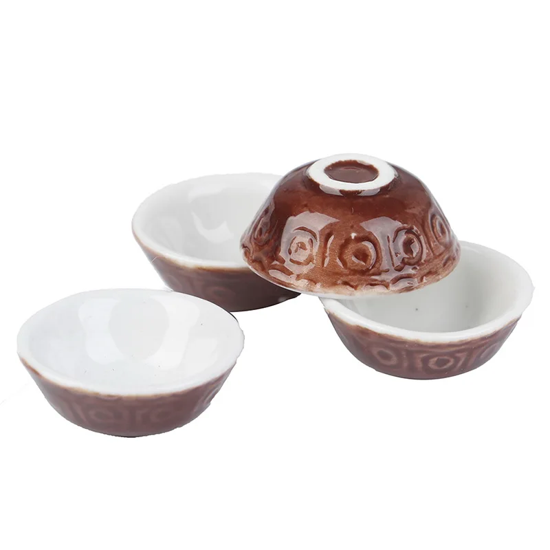 

2Pcs Dollhouse Mini Tableware Ceramics Round Rice Bowl Doll House Kitchen Toy