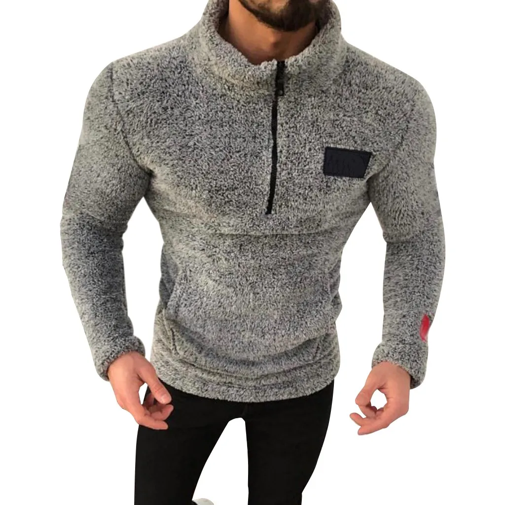 Модный новый список мужской стиль молния чистый цвет санитарная одежда флисовый