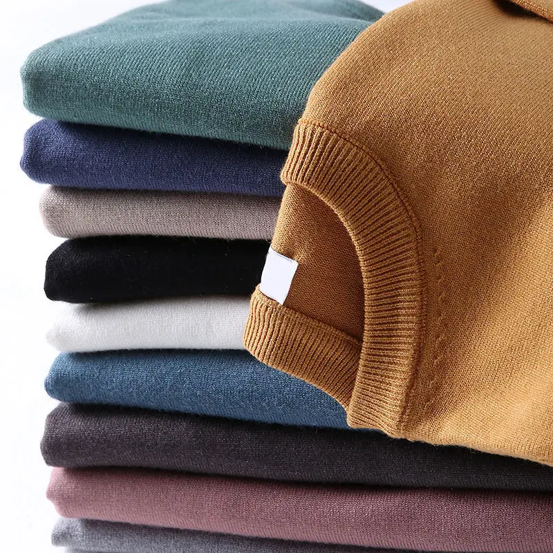 

Men's Sweaters Round Neck Warm Long Sleeve Tops Autumn and Winter Solid Color Sweater Bottoming Shirts Men Pullovers