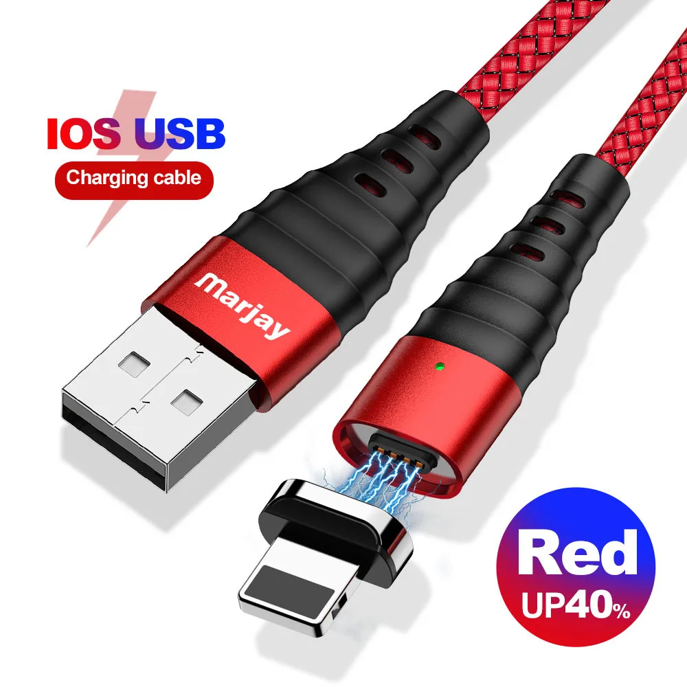 red for iphone Магнитный кабель Marjay Micro usb type C для быстрой зарядки телефона Micro usb type-C магнитное зарядное устройство USB C для iphone huawei xiaomi кабель - Цвет: red for iphone
