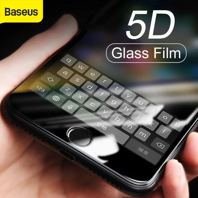 Закаленное 5D стекло Baseus для защиты экрана iPhone 8 7 полноэкранное защитное с защитой