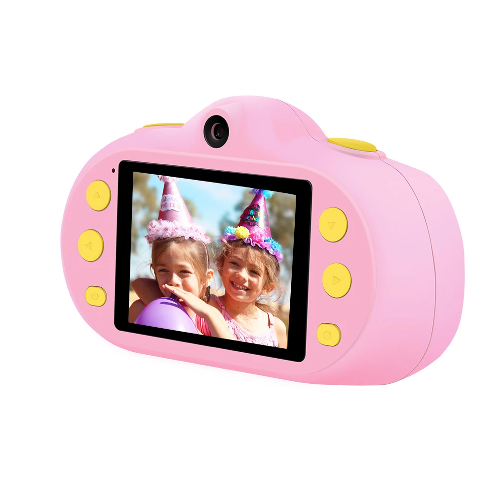 12MP 1080P HD детская камера, мини цифровая камера, 2,4 дюймов ЖК-экран, двойные линзы с фото-видео, MP3 режимы игры, детские игрушки - Цвет: pink