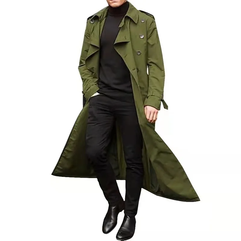 Men's Windbreaker Autumn New Button Belt Overcoat Coat Streetwear Oversize Clothes Fashion Male Cardigan Hip Hop Loose Jackets | Мужская