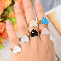 godki jimbora sweet delicate heart adjustable ring for women girl daily shiny charm fashion finger rings jewelry bridal wedding