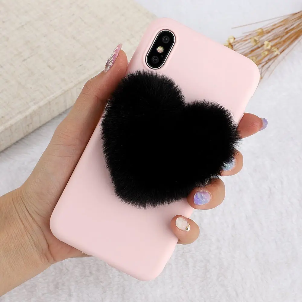 Black L-FADNUT Меховой чехол для huawei P30 P20 mate 20 Pro Lite Роскошный милый плюшевый силиконовый мягкий ТПУ защитный чехол Капа Coque Fundas - Цвет: Black