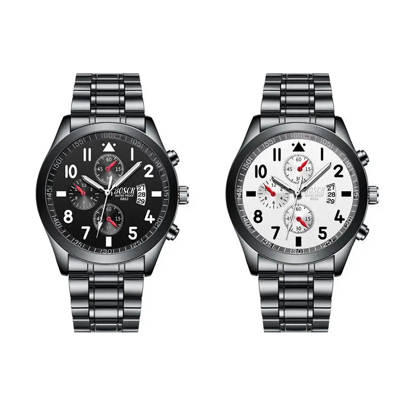 

Men's Classic Watch Imitation Six-Pin Waterproof Luminous Fashion Calendar Student Steel Belt White Alloy Watch