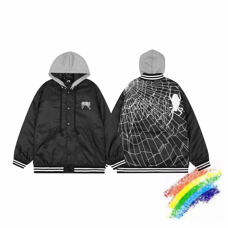 

XXXtentacion Revenge Varsity Baseball Jackets Women Men 1:1 Best Quality Embroidered Spider Web Pattern Clothing Bomber Coats