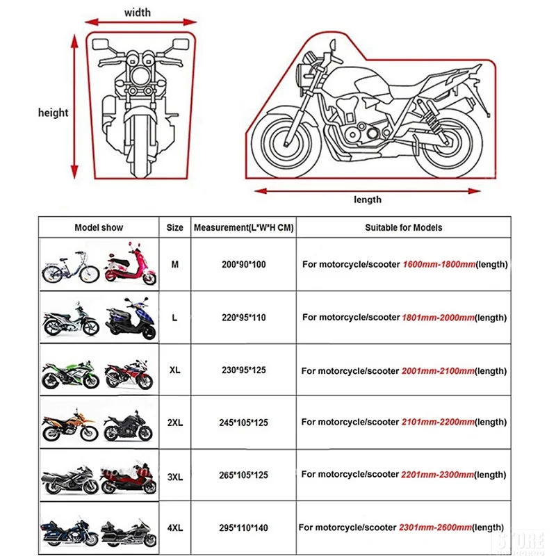 

Motorcycle Cover Waterproof Moto Accessorie For suzuki dr 350 ktm ropa yamaha sr 250 bmw f800r honda crf 450 honda cbr 1100 xx