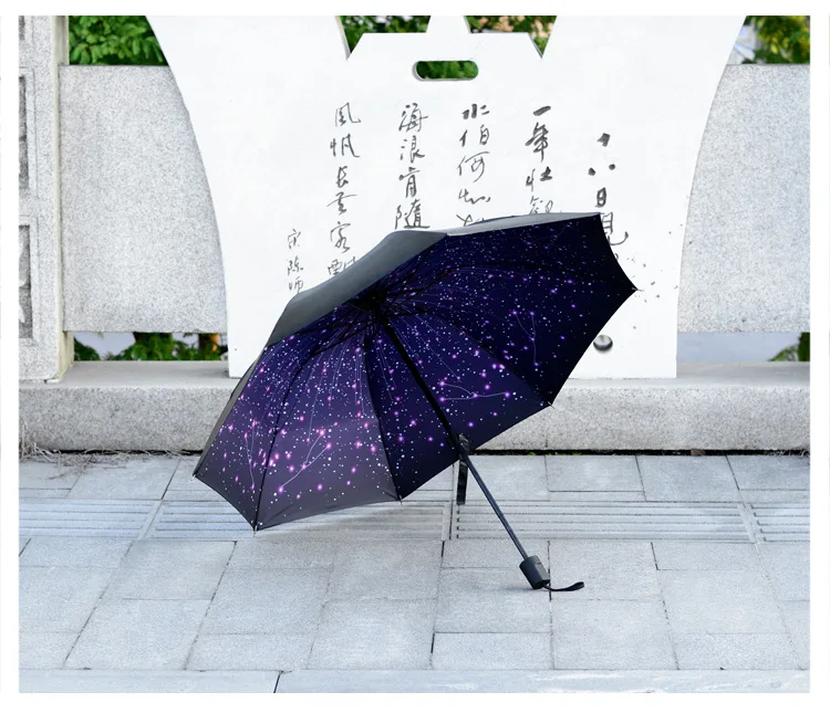 Женский анти-УФ Вишневый небо цветок Unbrella открытый портативный УФ зонтик три складной зонтик от солнца и дождя