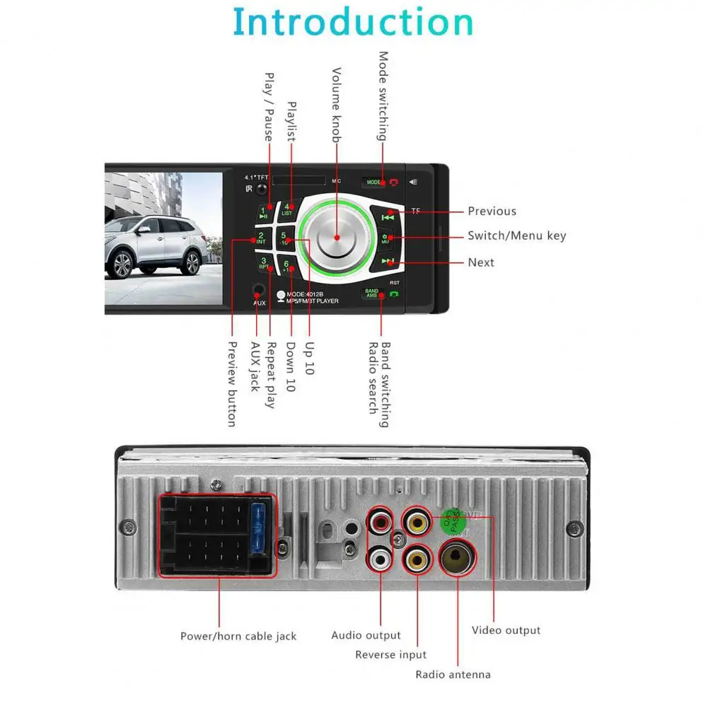 60% Лидер продаж! MP5-плеер для автомобиля 4012B прочный с Bluetooth 4 1 дюймов Автомобильный