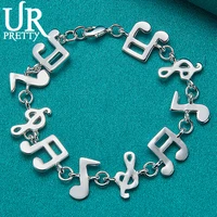 urpretty 925 sterling silver musical note chain bracelet for women engagement wedding charm jewelry