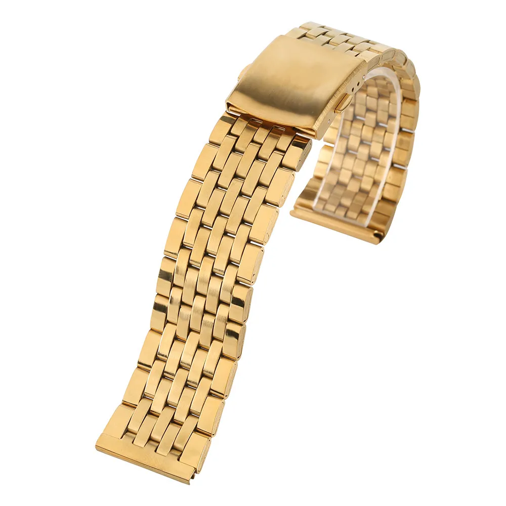 Золотые металлические ремешки для часов 18/20/22 мм складная застежка из
