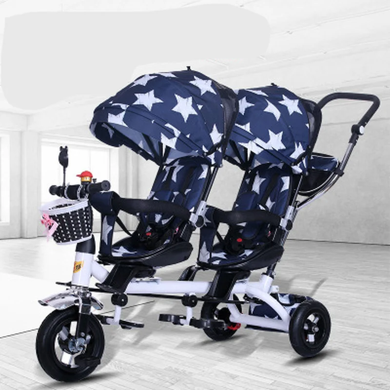 Baby Strollers Double Twin with Air Wheel  Universal Travel Baby Pram Children Tricycle Carriage for Sale Baby Push Trike