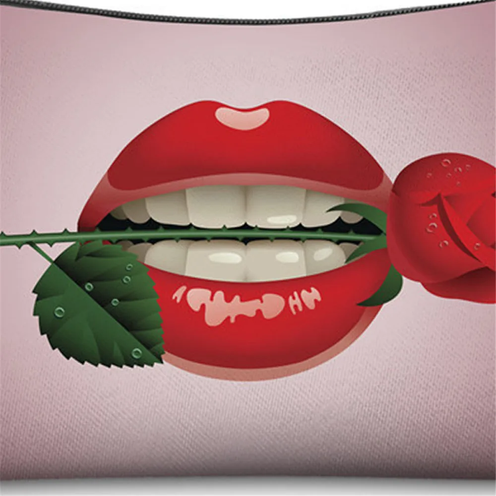 

Fashion 3d Printing Cosmetic Bag Lips Rose Women Makeup Bags Cute Small Bag Storage Makeup Bags Cosmetic Bags