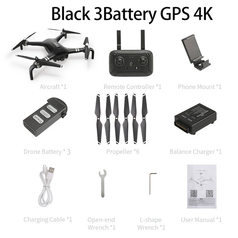 Black 3B GPS 4K X7p Дрон с GPS с 5g 4k камерой Hd 1200 метров Расстояние управления Профессиональный Квадрокоптер долгое время полета Fpv Rc игрушки - Цвет: Black 3B GPS 4K