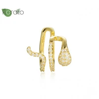 1 pc brass24k gold plated clip earrings cz cuff snake shaped ear clip women prevent allergy cartilage clip earrings accessories