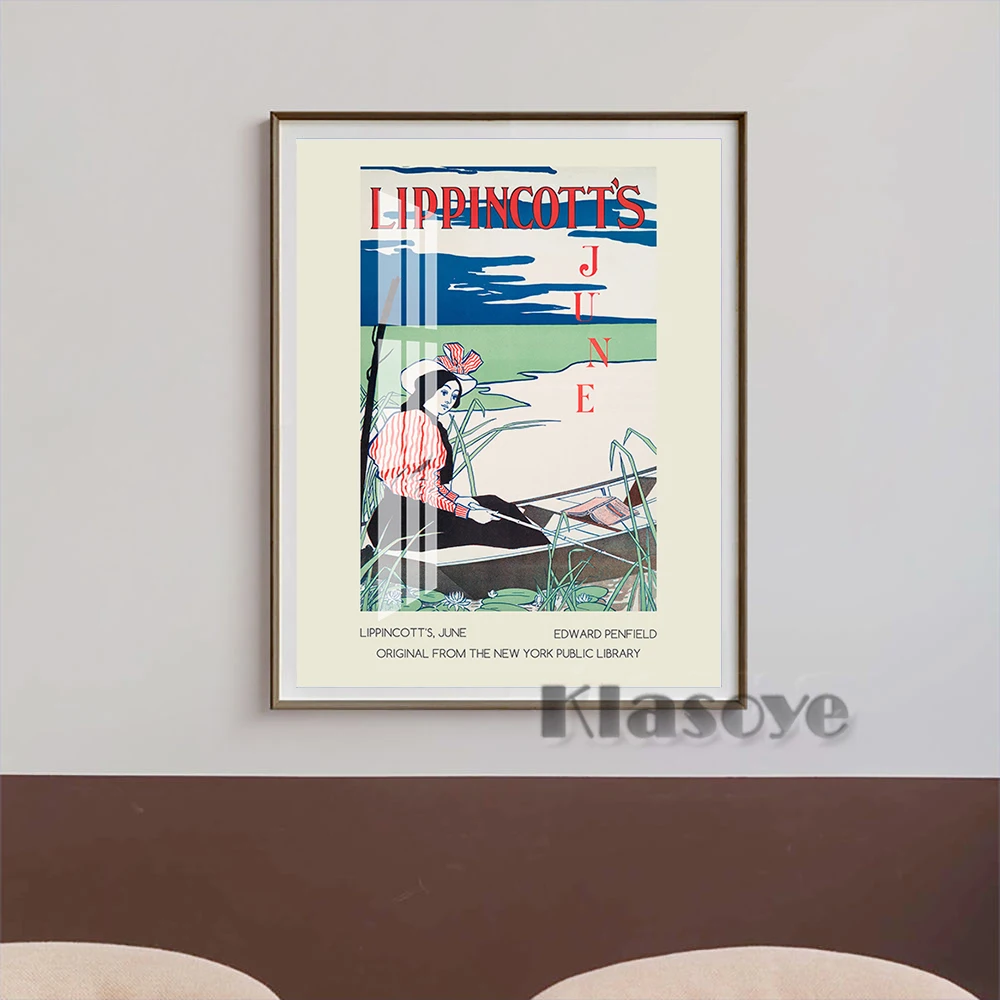 

Edward Penfield American Female Character Portrait Illustration Exhibition Museum Poster Lippincott's June Art Prints Wall Decor