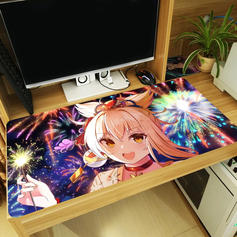 

Большой утолщенный коврик для мыши с аниме Genshin Impact Yoimiya, коврик для игровой мыши для ноутбука, Настольный коврик для клавиатуры, противоскол...