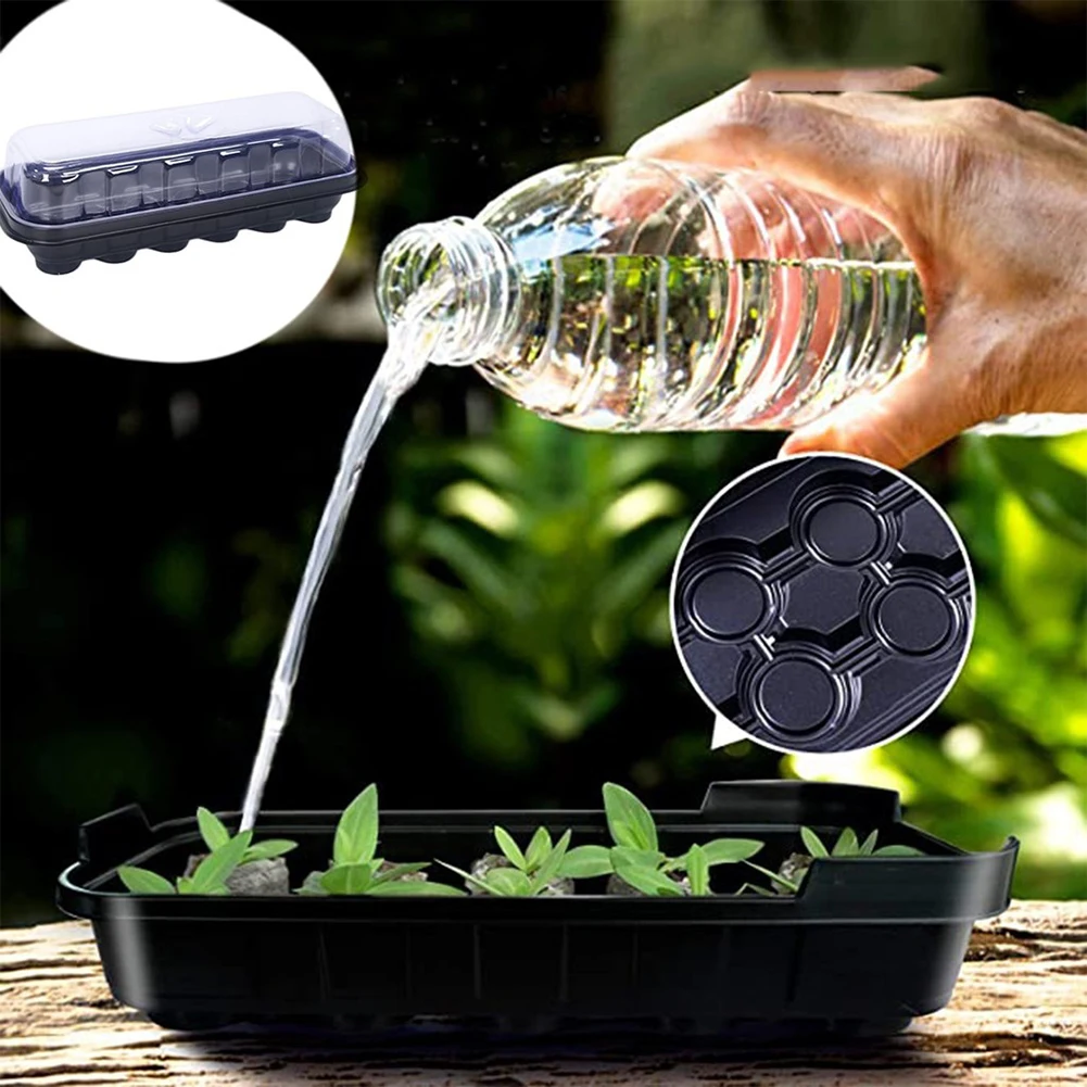 

10Pcs 10Cells Plant Seed Growth Box Growing Trays PVC Plastic Nursery Tray Bonsai Succulent Plants Pot Anti-aging With Lids