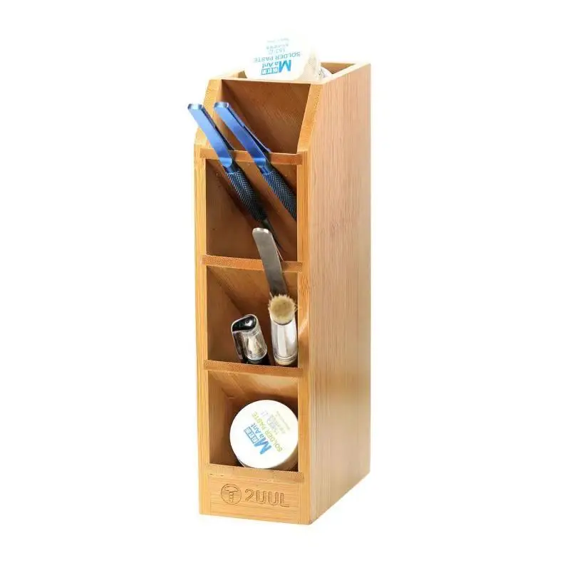 

2UUL Bamboo Tool Storage Rack Multifunctional Storage Box Wooden Desktop Organizer Tweezer Screwdriver Phone Repair Tool Holder