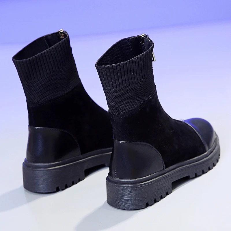 Ботинки martin на молнии спереди в готическом стиле панк женская теплая обувь