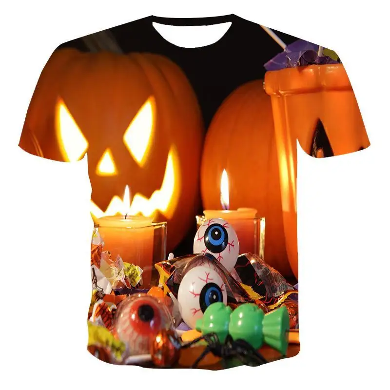 

New T -Shirt Male High -Quality Male T -Shirt Halloween Funny Short -Sleeved 3d Printing Male T -Shirt Stylish And Handsome