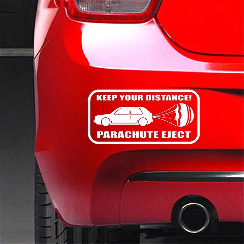 

Three Ratels TZ-294 20*9.76cm 1-5 pieces KEEP YOUR DISTANCE PARACHUTE EJECT stickers car auto decals funny sticker