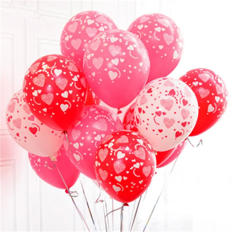 10 шт./лот 12 дюймов Полностью печатные сердца любовь латексные воздушные шары