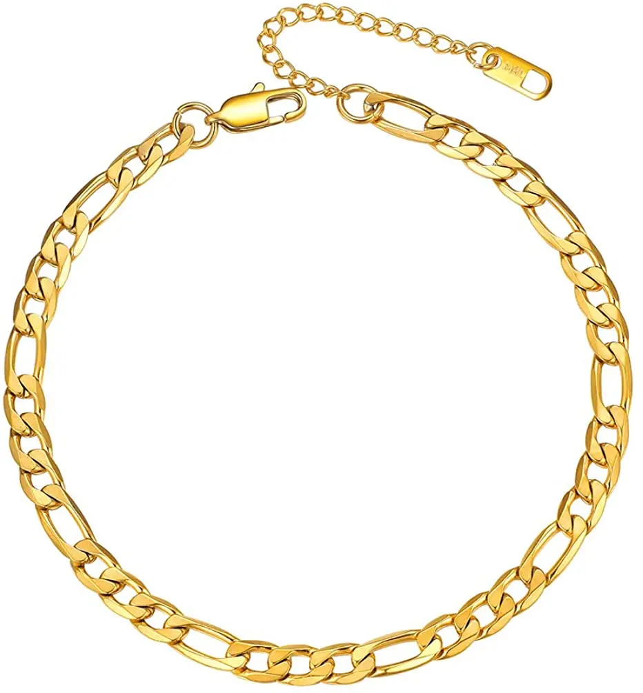 U7 Gold Anklet Stainless Steel Chain Anklets Summer Beach Jewelry for Men Women 25-30cm Long A336 | Украшения и аксессуары