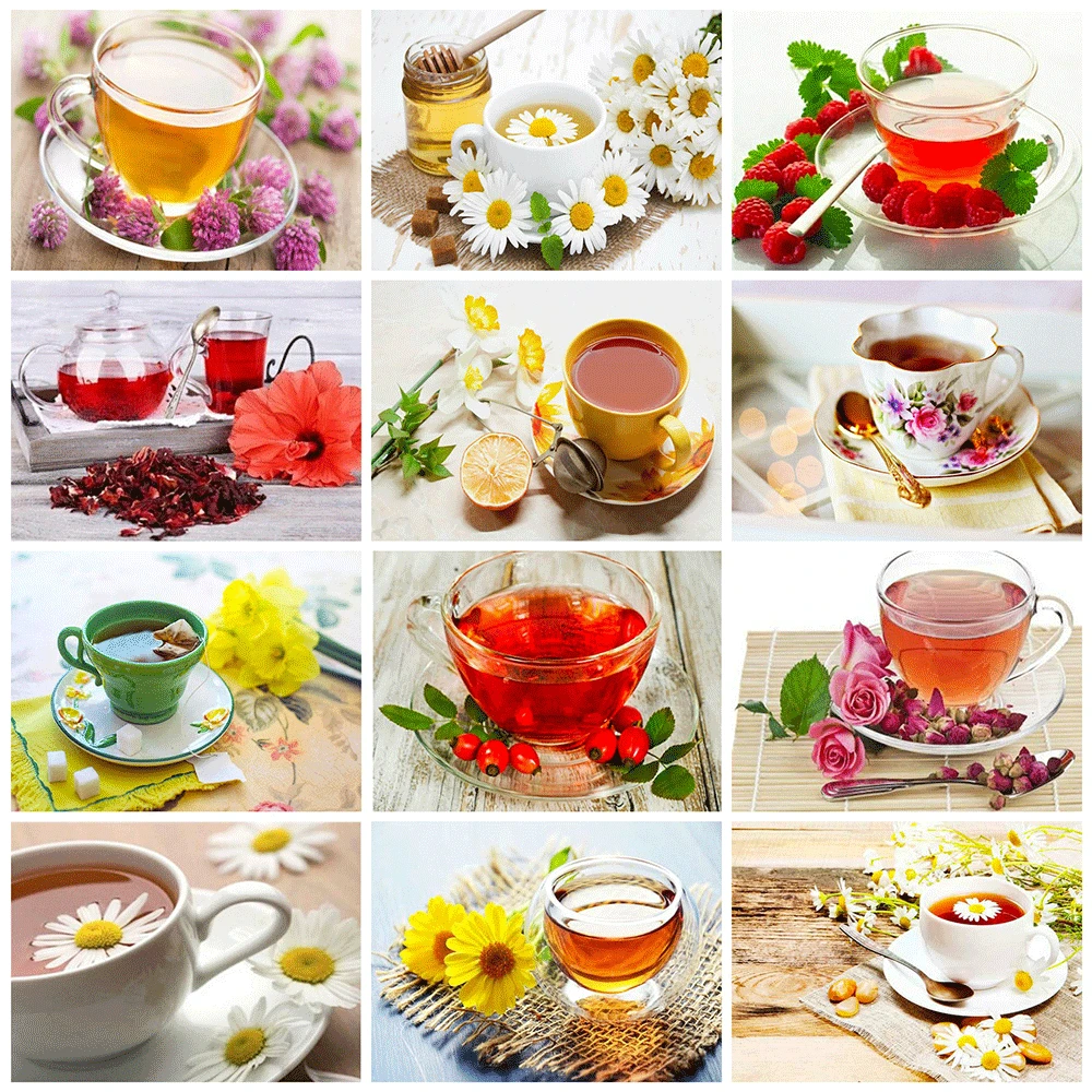 

5D DIY Full Square/Round Diamond Painting Tea Scenery Diamond Embroidery Sale Cup Rhinestone Picture Mosaic Home Decoration Gift
