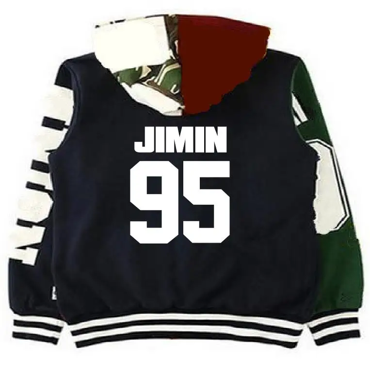 Kpop jin suga Осень Зима плюс бархатные Мужские Женские толстовки корейская мода Harajuku толстовки с капюшоном k-pop Bangtan пальто для мальчиков - Цвет: jimin-2