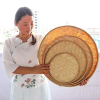 hand woven bamboo sieve tray hand painted bamboo raft round dustpan diy crafts decorative fruit bread basket kitchen storage