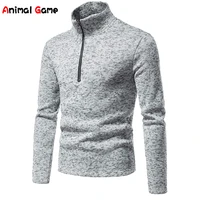 warm mens long sleeve sweater fashion stand collar zipper sweater casual solid color jacket