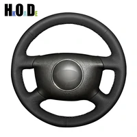 hand stitched black pu artificial leather car steering wheel cover for audi a4 1998 a6 1999 2004 a8 a8 l 1998 2001 allroad 2001