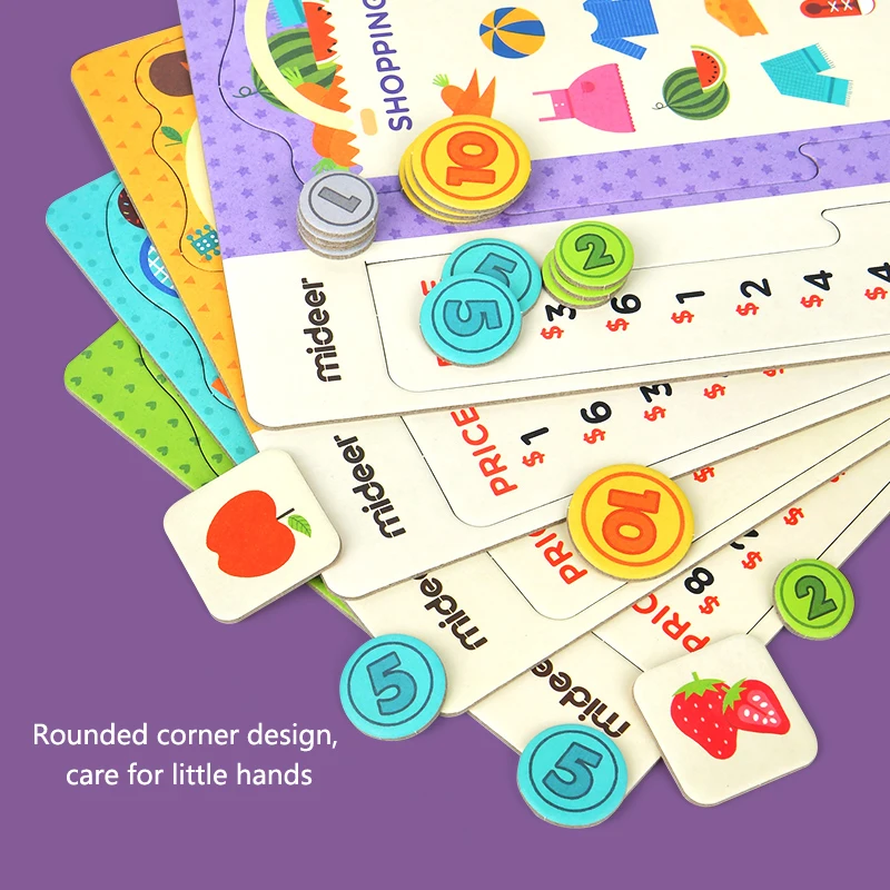 MiDeer-juguetes educativos para beb&eacute;s, juego de mesa con lista de compras, simulaci&oacute;n de supermercado, operaci&oacute;n de memoria, 3Y +, juego cognitivo de dinero para ni&ntilde;os-2