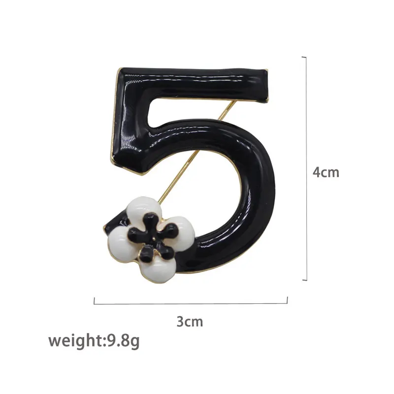 Классическая мода номер 5 брошь Камелия черный белый цветок броши вечерние