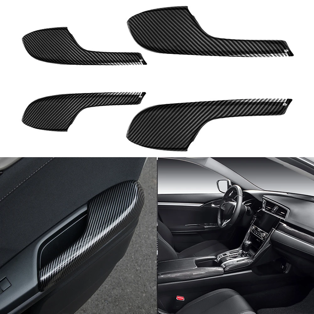 

Car Interior Door Bowl Decoration Frame Stickers for Honda Civic 2016-2020 Carbon Fiber Interior Door Armrest Panel Trim Cover