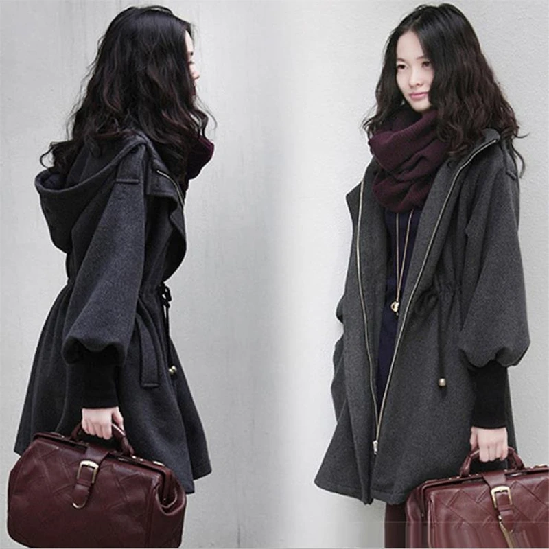 

Women Autumn Winter Hot Sale Loose Lapel Sleeve Coat Female Warm Cardigan Single-breasted Casual Fashion Wool Overcoat