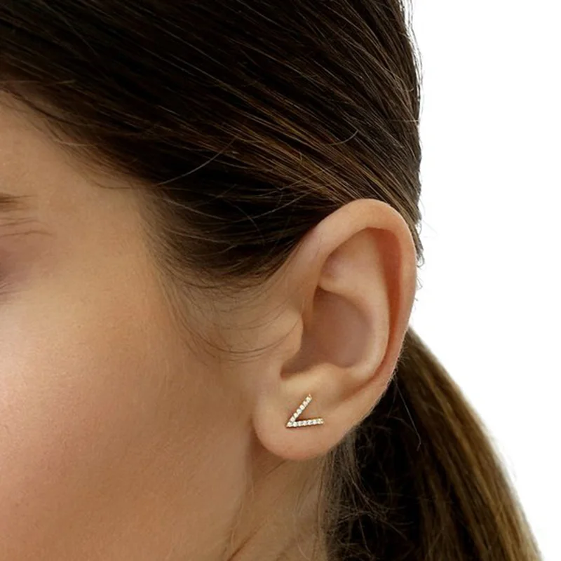 

Gesture V Pierced Earrings 925 Sterling Silver Non-Allergic Cartilage Cute Mini Stud Earrings Accessories Birthday Gift