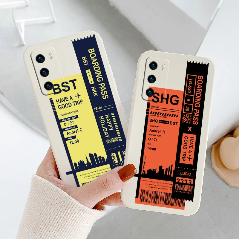 

Travel Stickers Liquid Silicone Case For Huawei P40 P50 P30 P20 Pro Lite Mate 40 30 20 Pro Lite Nova 5t Y7A Phone Back Cover
