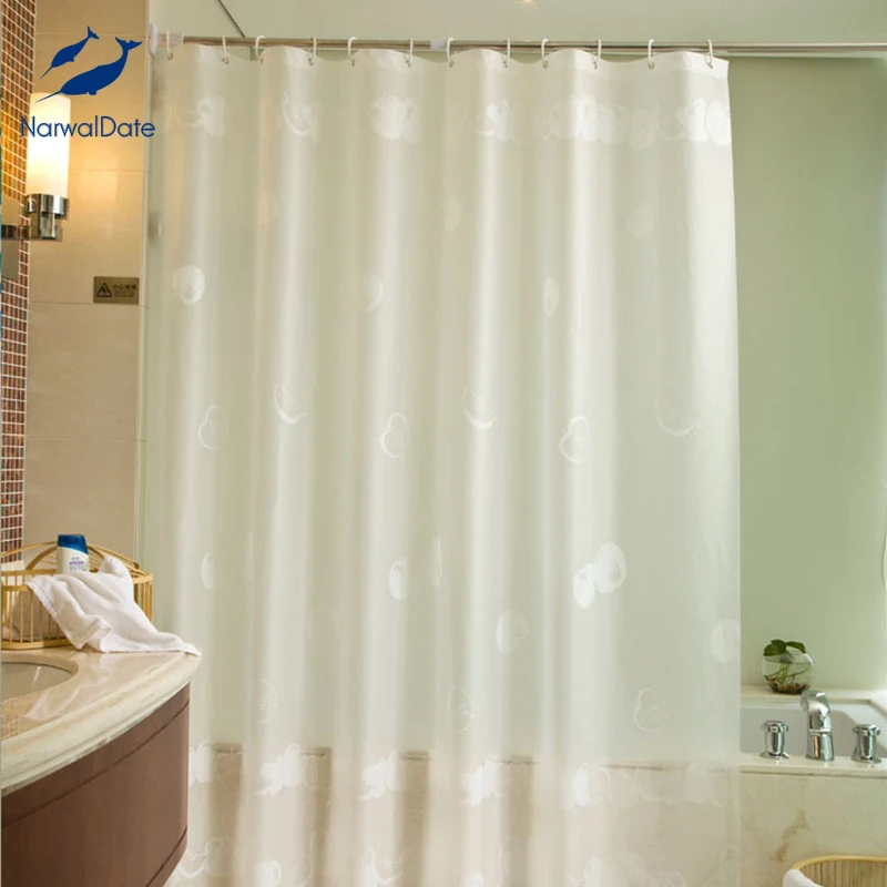 

Simple Transparent Shower Curtain PEVA Waterproof Mold Proof Plastic Bathroom Curtains Striped Printing Curtain for Bathroom